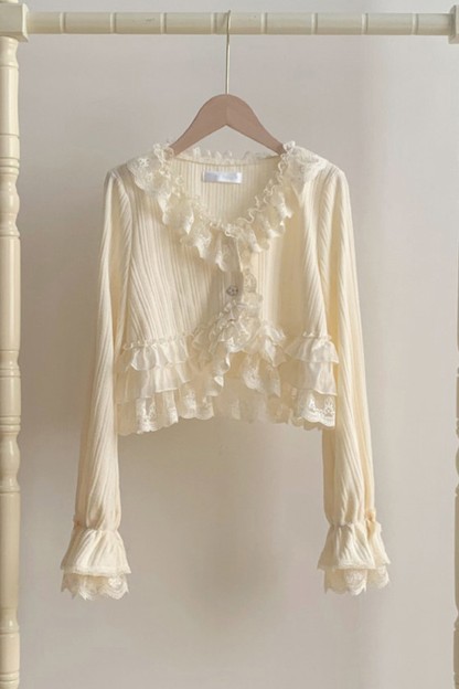 Lace Trim Knit Cardigan