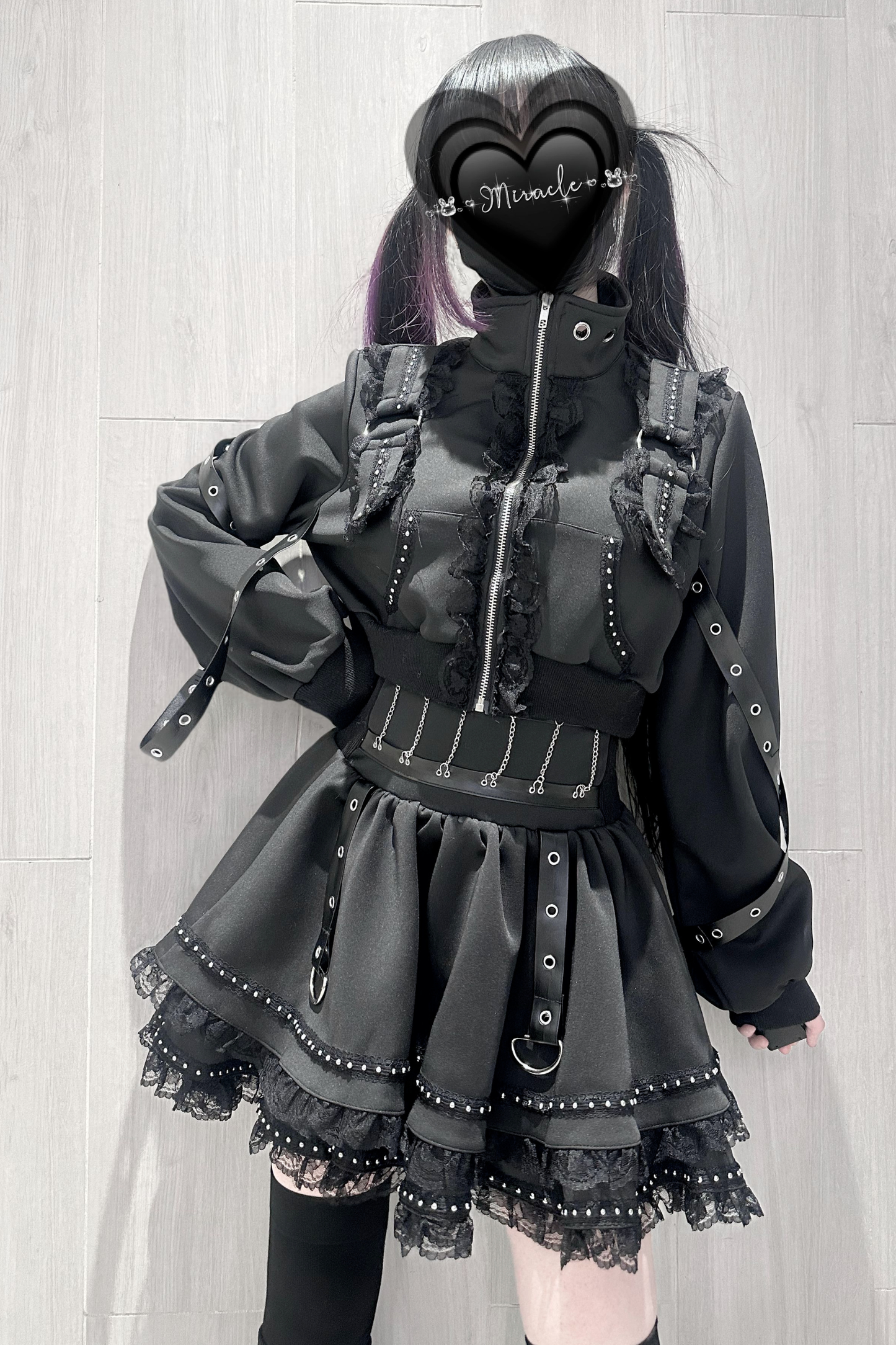 Dark Subculture Sporty Jacket + Skirt