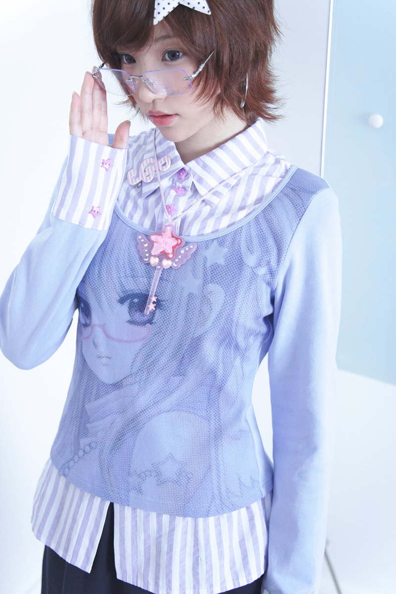 Anime Girl Striped Two Piece Top