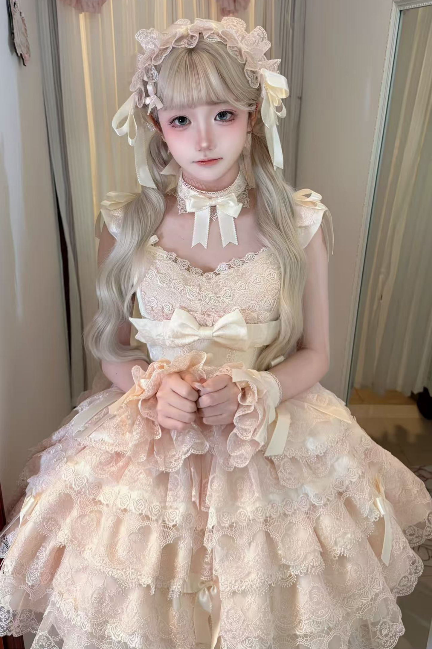 [pre-order] Princess Ballet Tiered Lolita Dress + Headband + Necklace + Sleeves + Tail