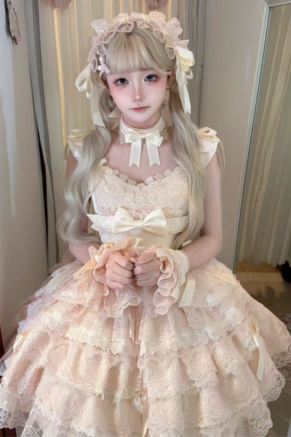 [pre-order] Princess Ballet Tiered Lolita Dress + Headband + Necklace + Sleeves + Tail