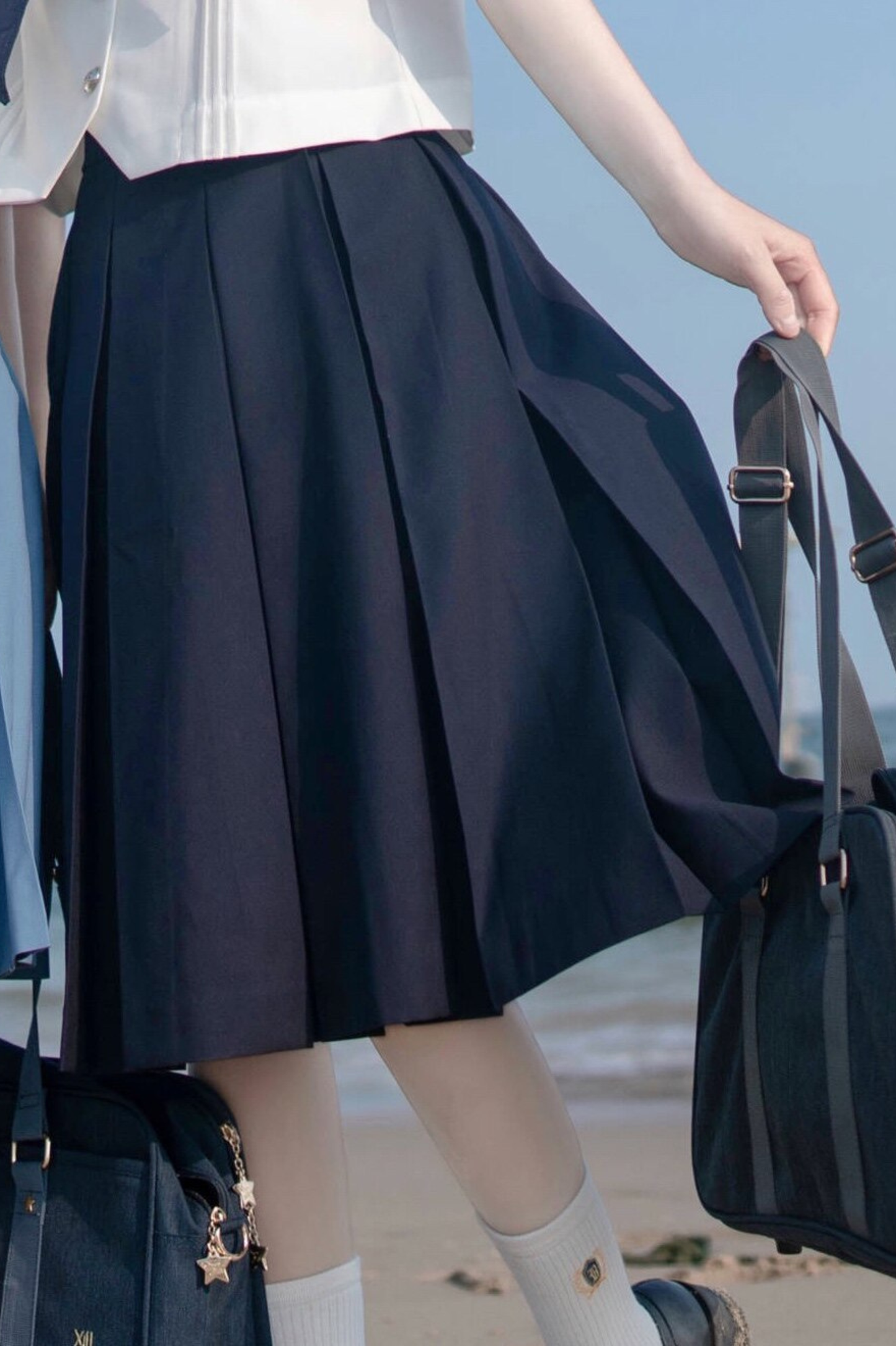 Retro College Sailor Shirt + Ribbon + Skirt
