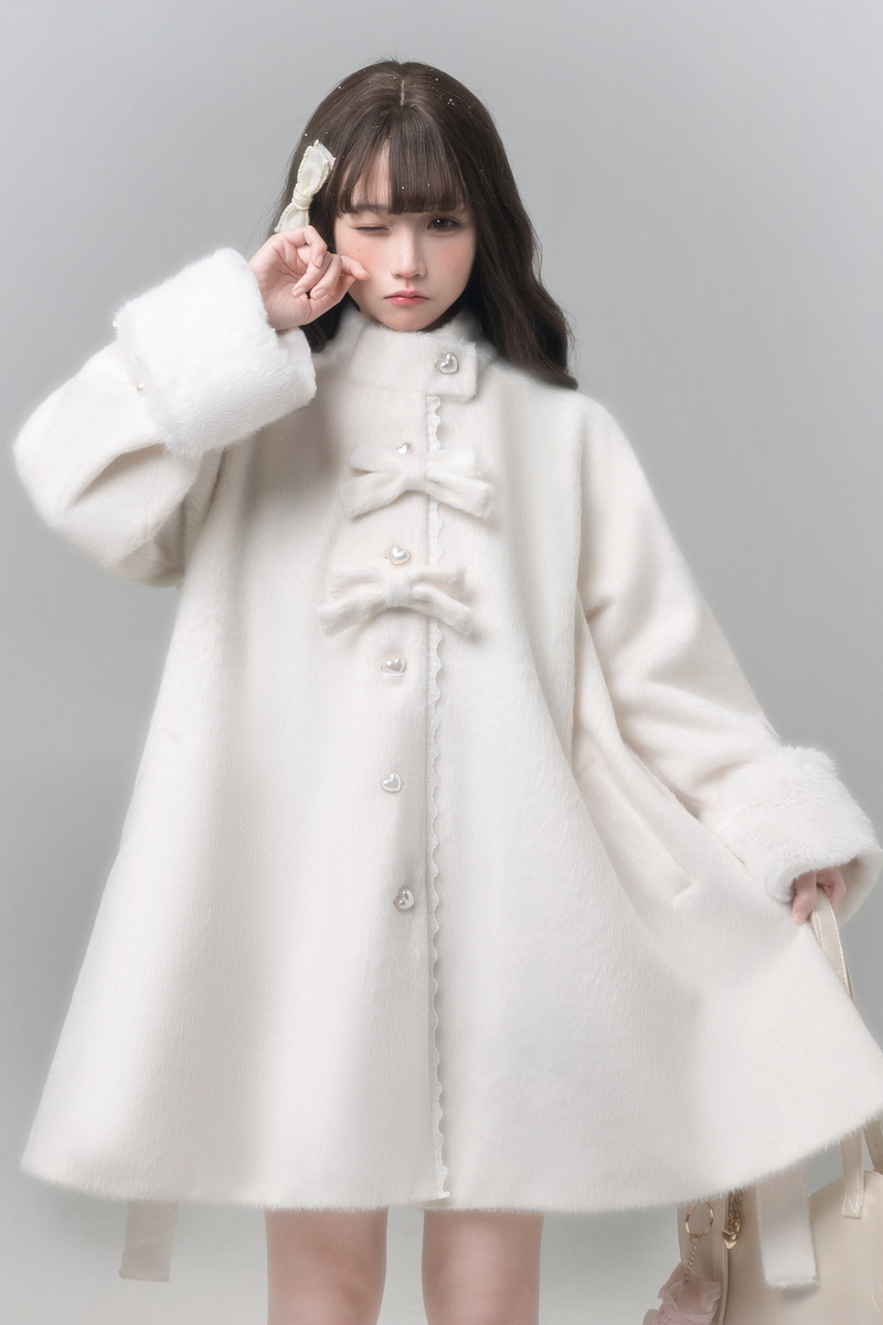 White Japanese Style Cape Coat