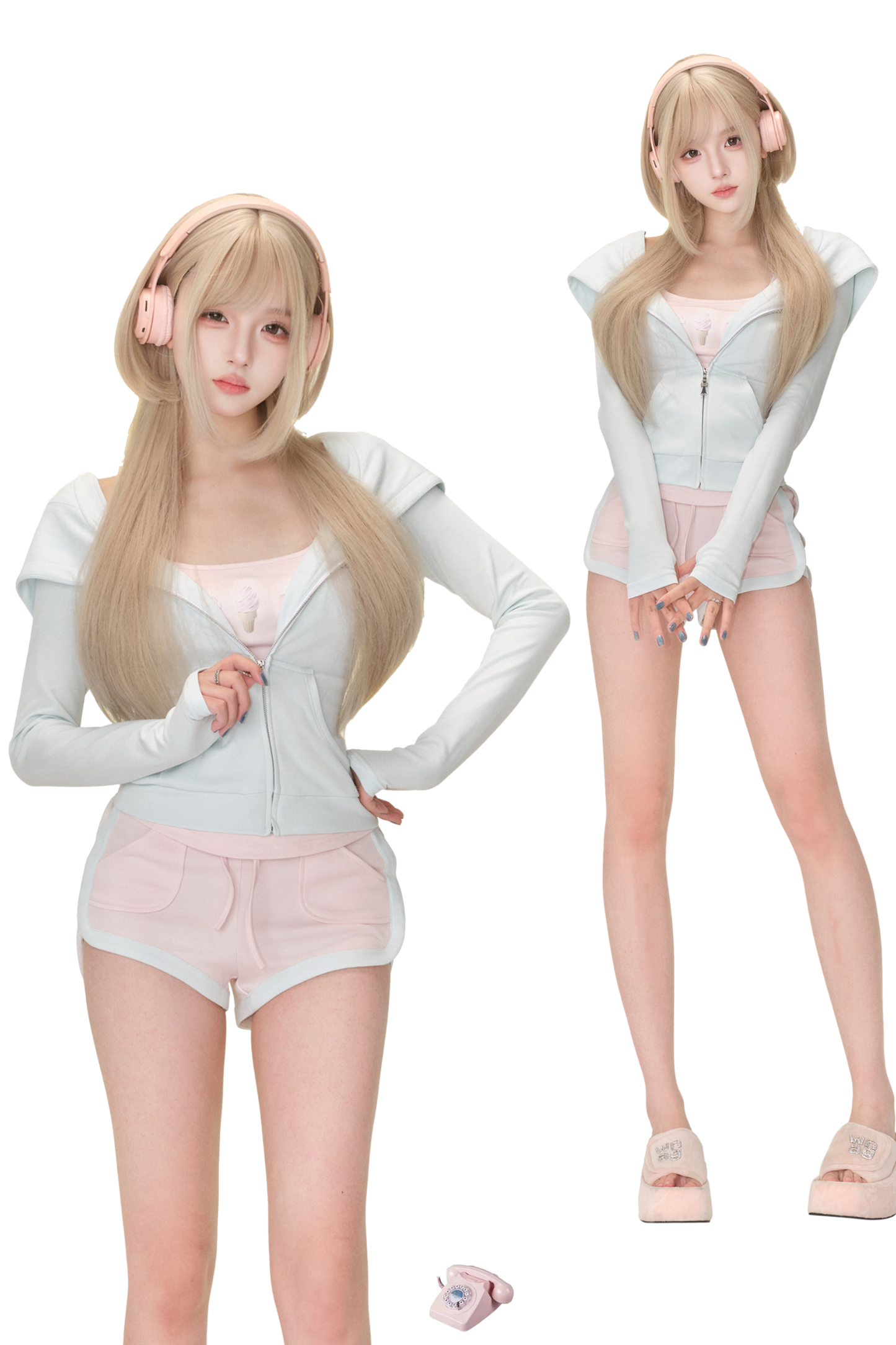 Sweetheart Mint Top + Suspenders + Powder Pants