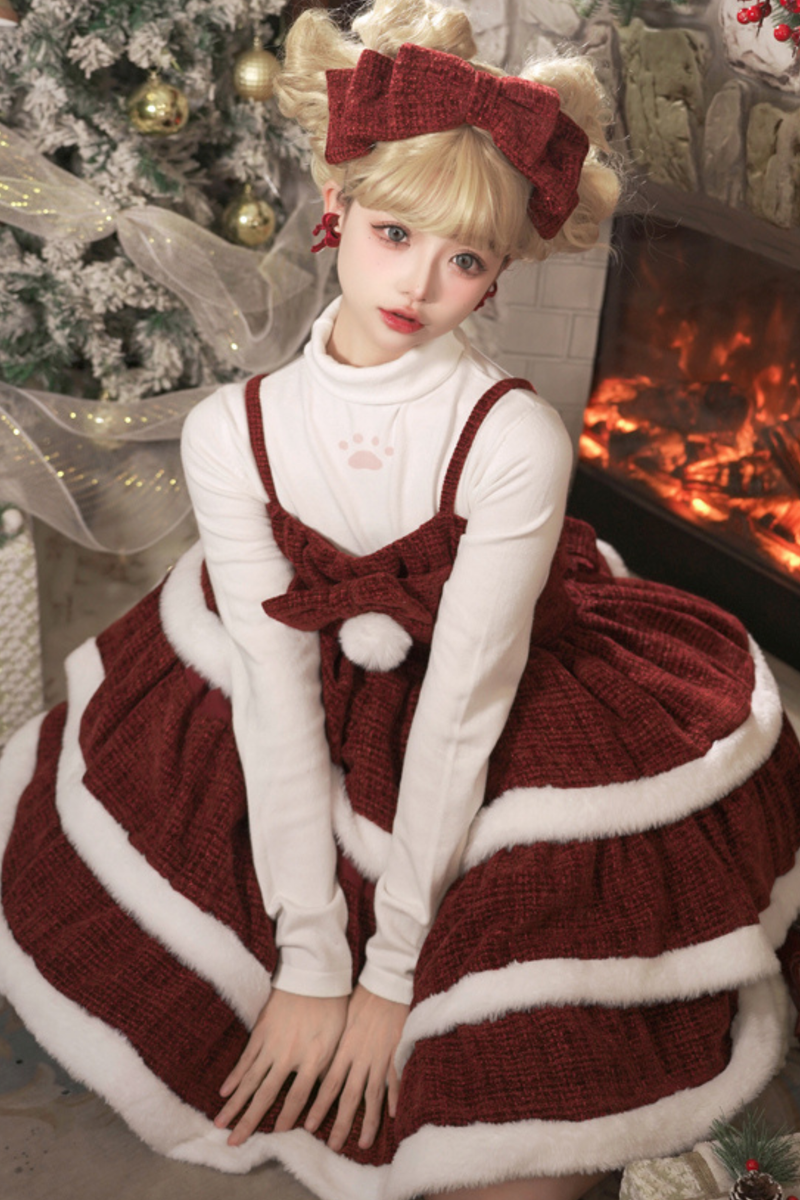 Sweet Carol Fur Suspender Dress + Cape + Top + Petticoat + Hair Accessory