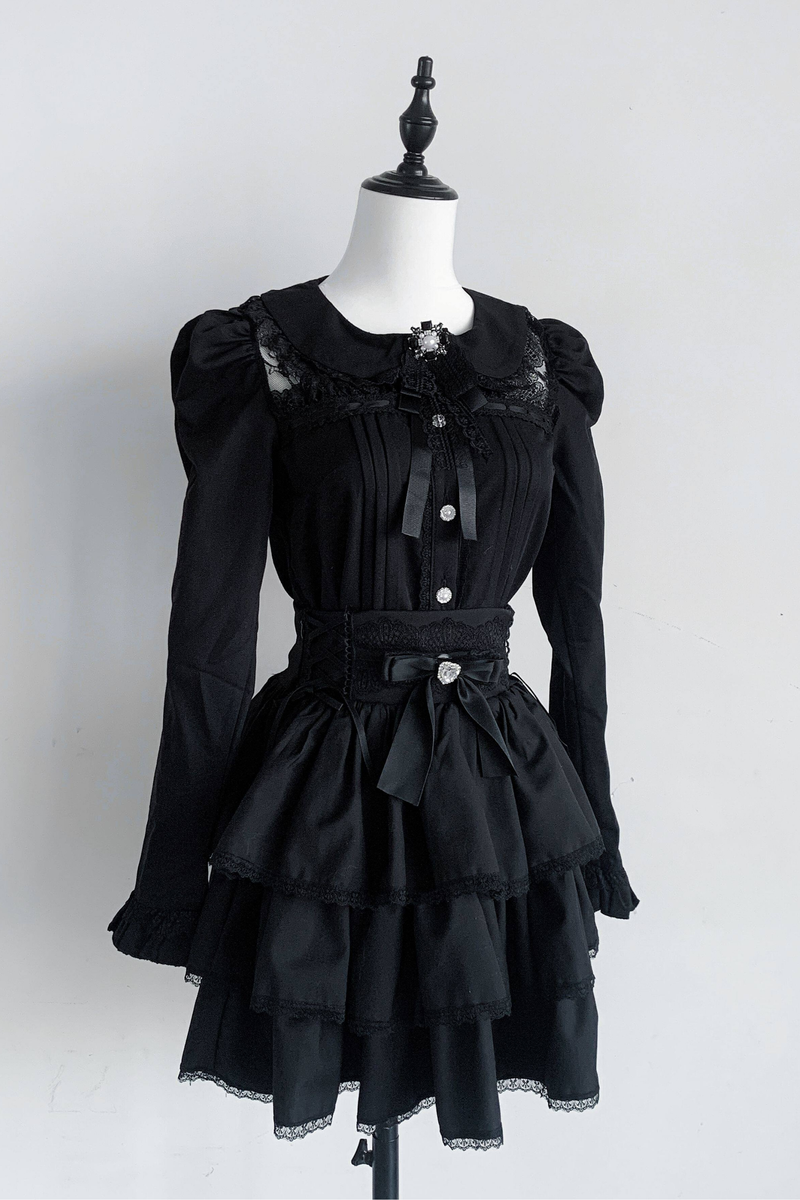 Dark Lace Top + Skirt