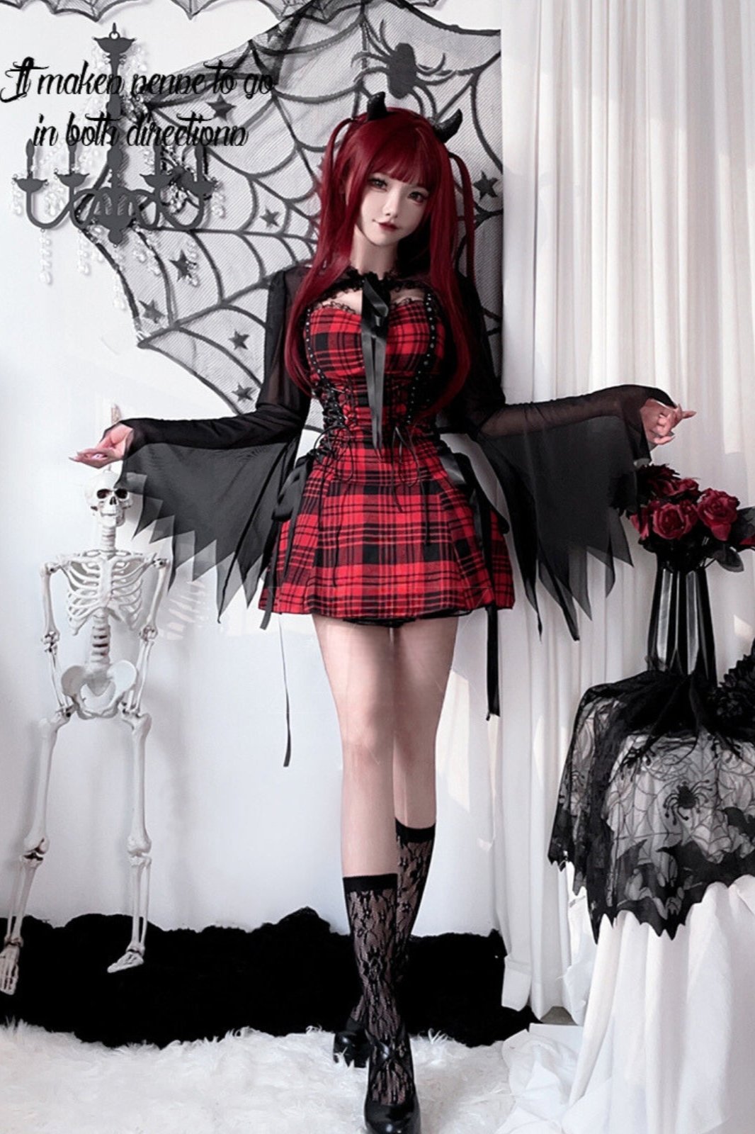 Dark Goth Y2k Plaid Lolita Dress
