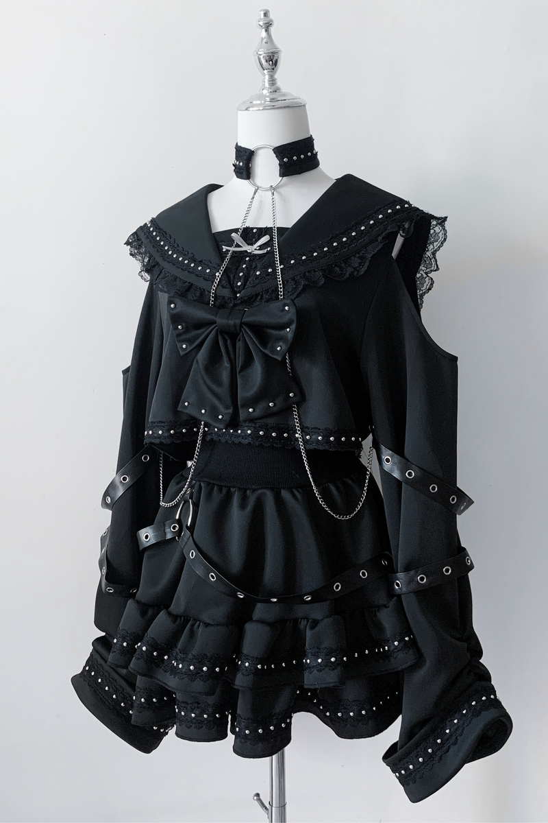 Dark Lace Outfit Top + Skirt