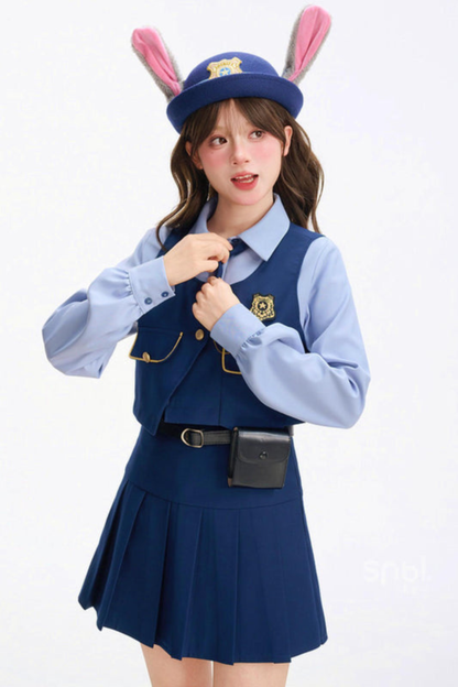 Bunny Police Shirt + Skirt + Vest