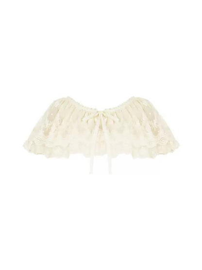 Pastoral Lily Embroidery Print Ruffle Strap Tiered Shawl Dress [pre-order]