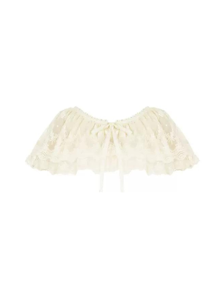 Pastoral Lily Embroidery Print Ruffle Strap Tiered Shawl Dress [pre-order]