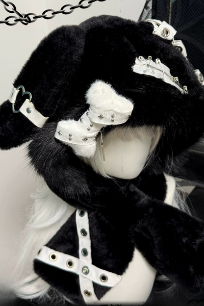 Dark Fur Bunny Ear Hat