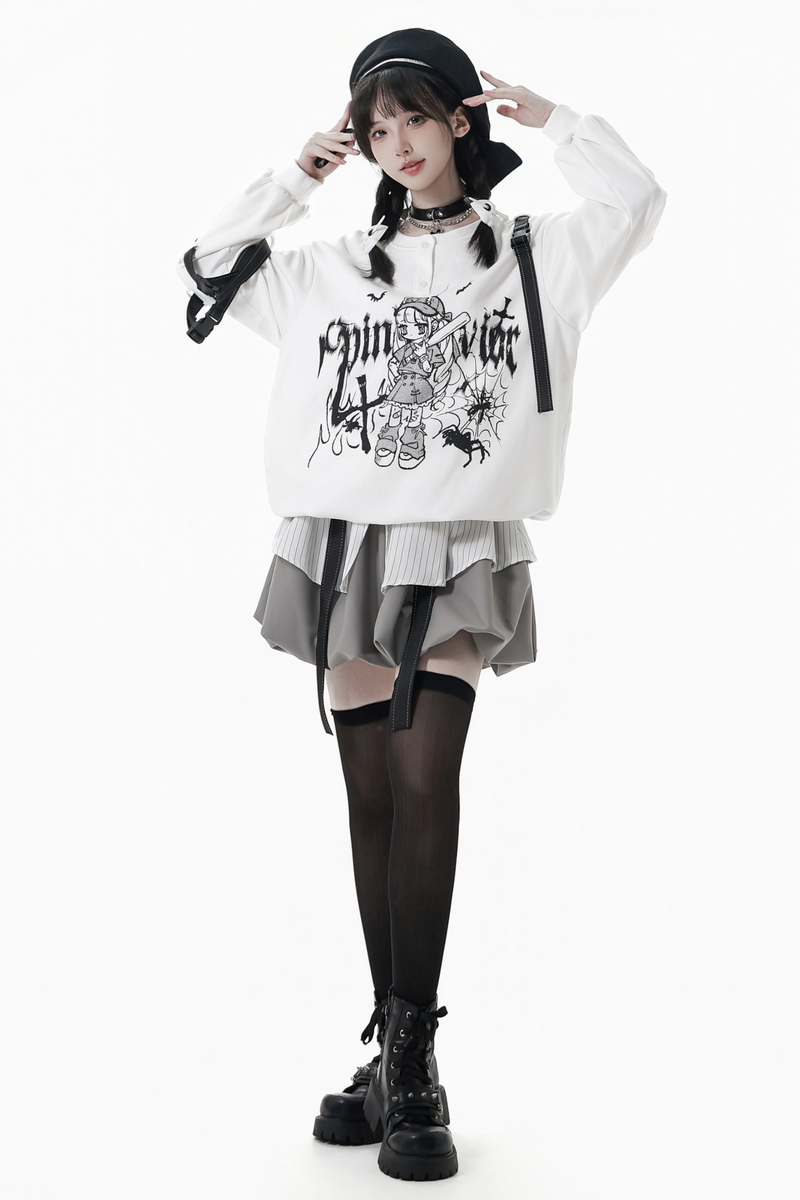 Dark Graffiti Sweatshirt + Skirt