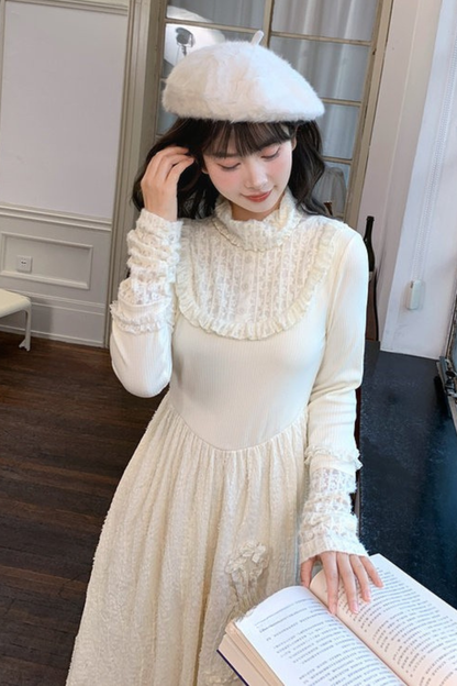 Lace Patchwork a Line Dress
