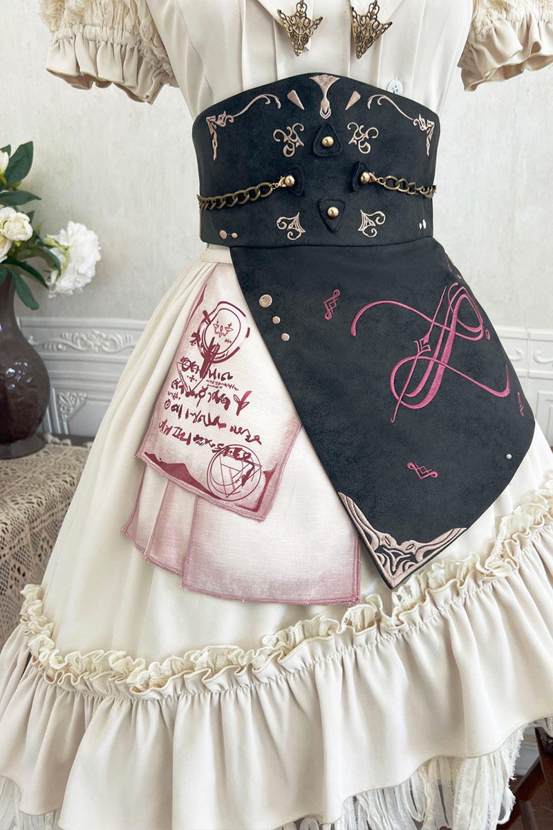 Lolita Puff Sleeve Top + Asymmetrical Skirt + Corset