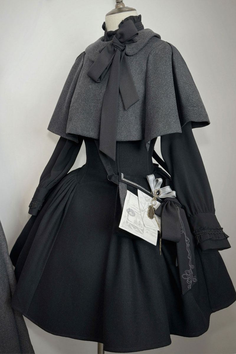 British Detective Lolita Coat + Cape + Skirt + Shirt + Bag + Brooch + Hat + Beret + Necklace