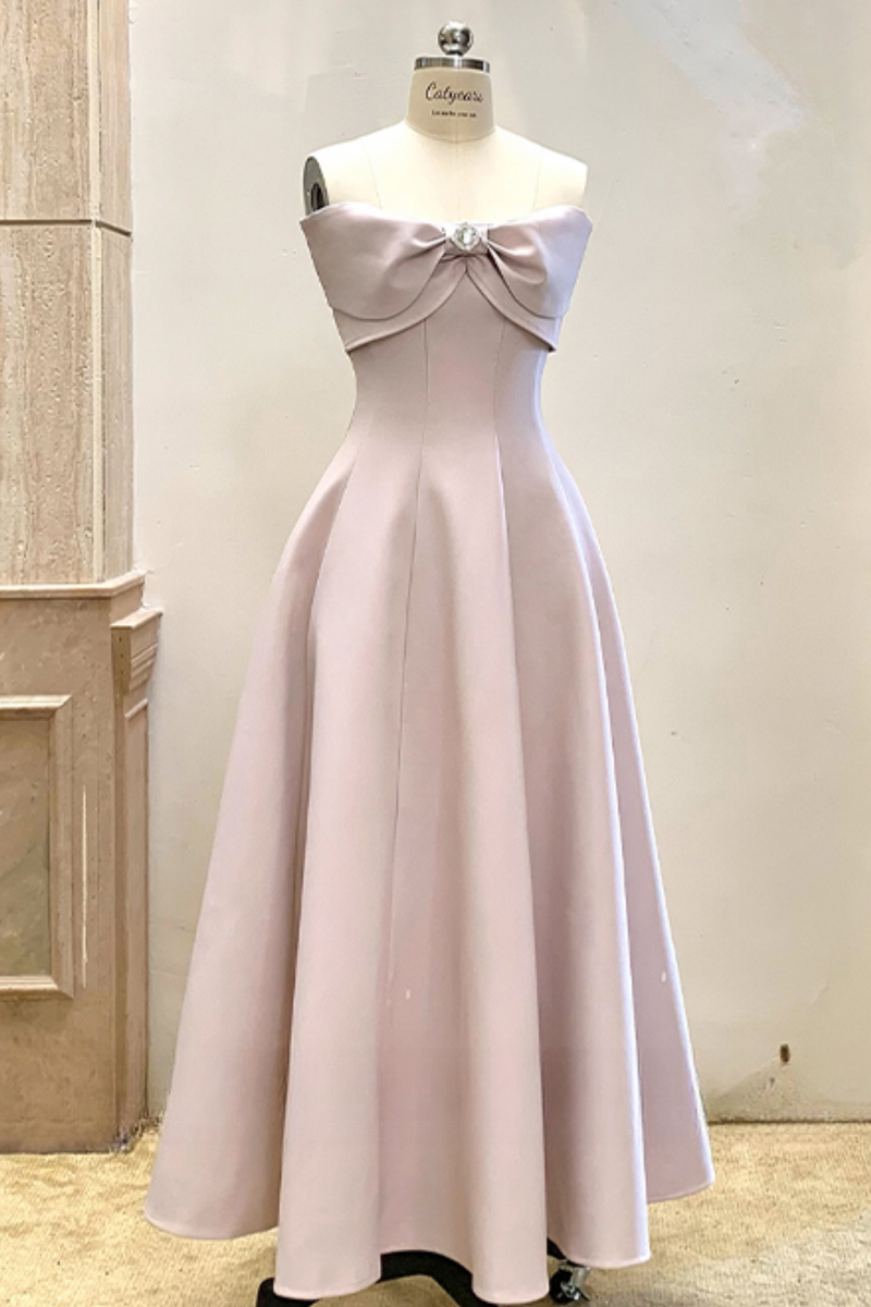 Off Shoulder Ribbon Short Flare Dress + Long Flare Dress