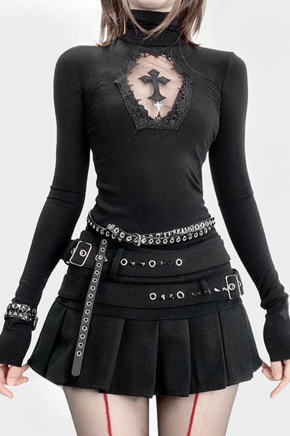 Gothic Cross High Neck Top