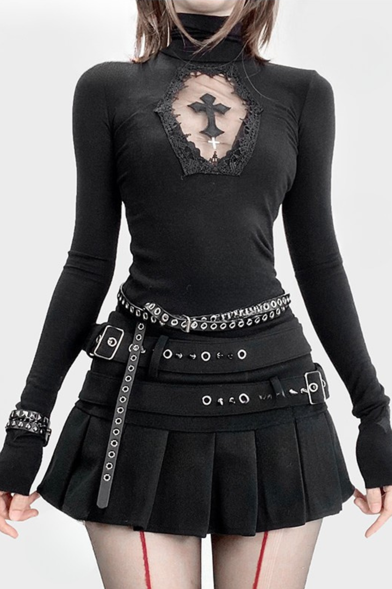 Gothic Cross High Neck Top