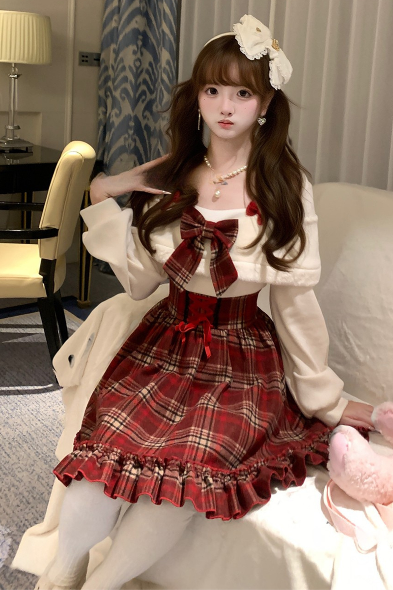 Red Plaid Sweet Girly Dress