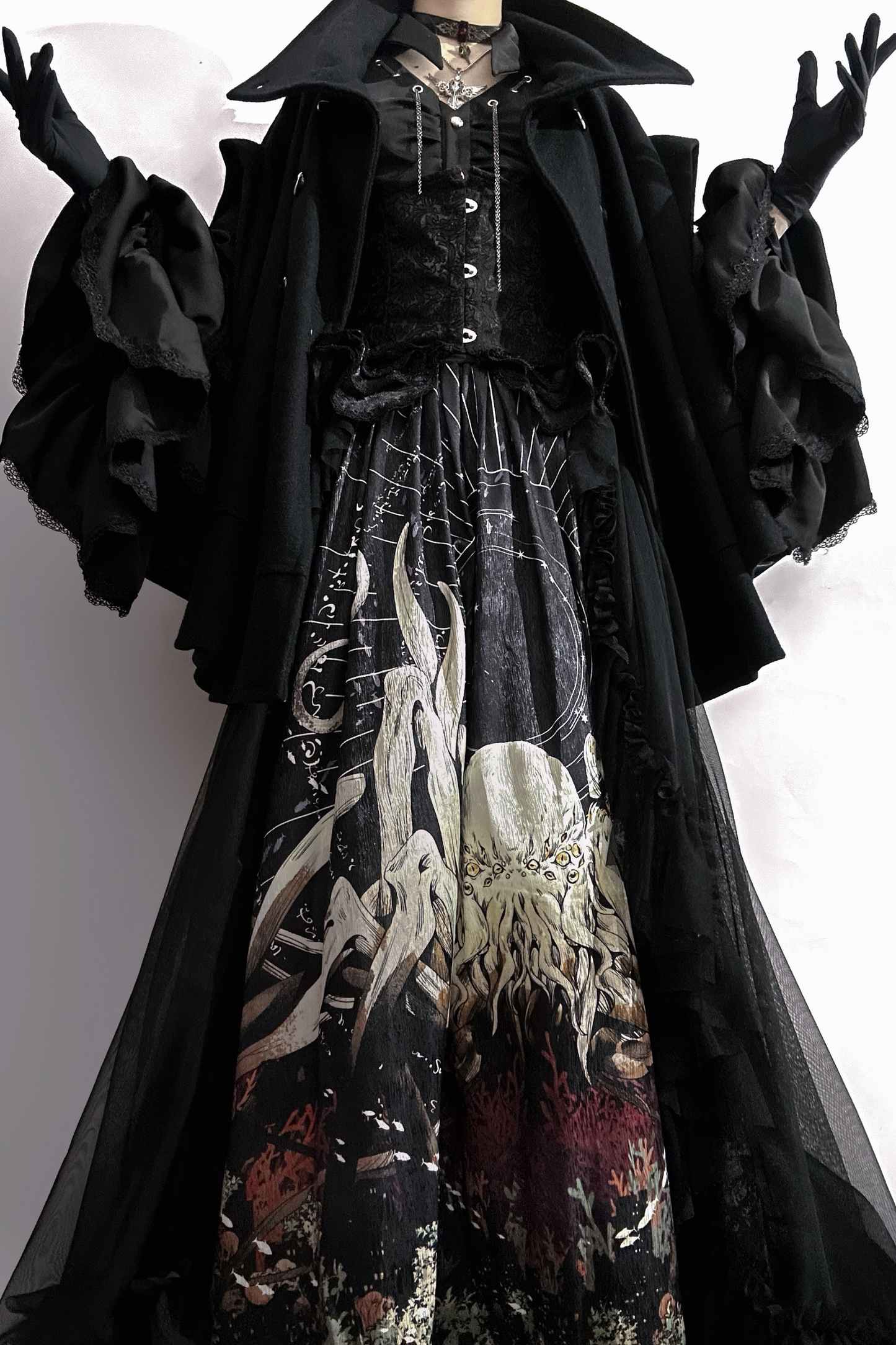 Cthulhu Gothic Dark Lolita Shirt + Skirt + Tail + Corset