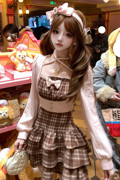 Strawberry Ribbon Plaid Dress