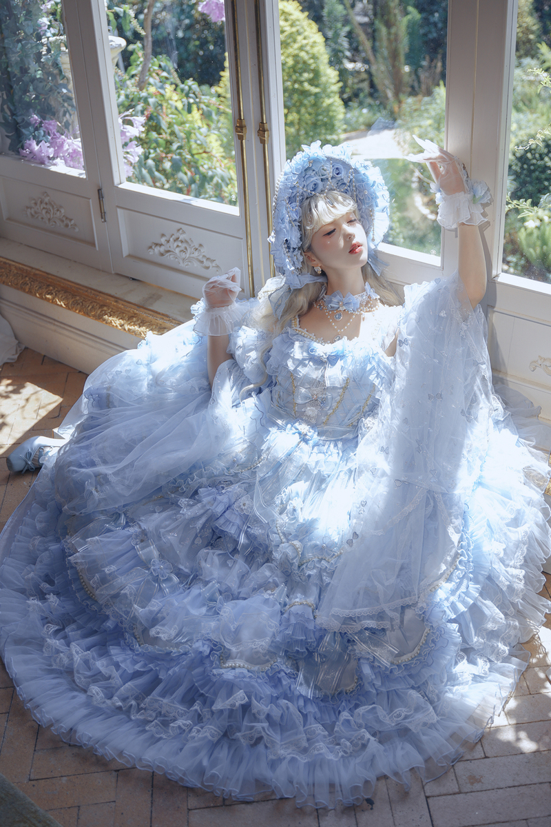 Ice Blue Princess Lolita Long Dress