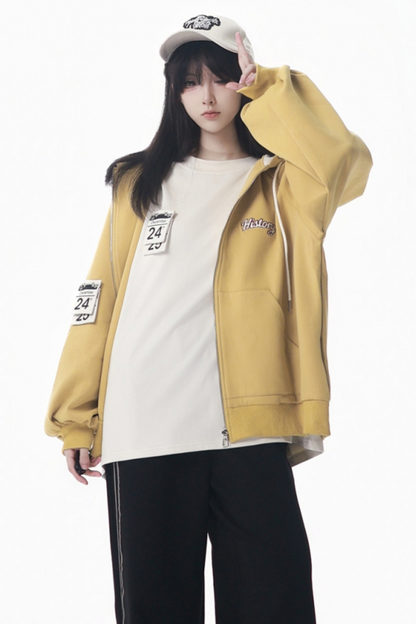 Creamy Jacket + T-shirt + Hooded Sweatshirt + Sweatpants