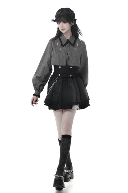 Cross Carol Dark Shirt + Corset + Skirt