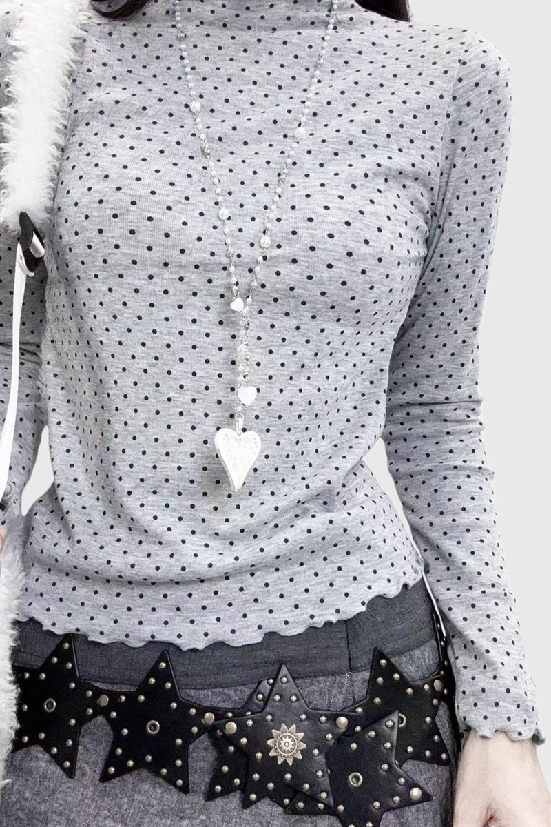 Polka Dot High Neck Top