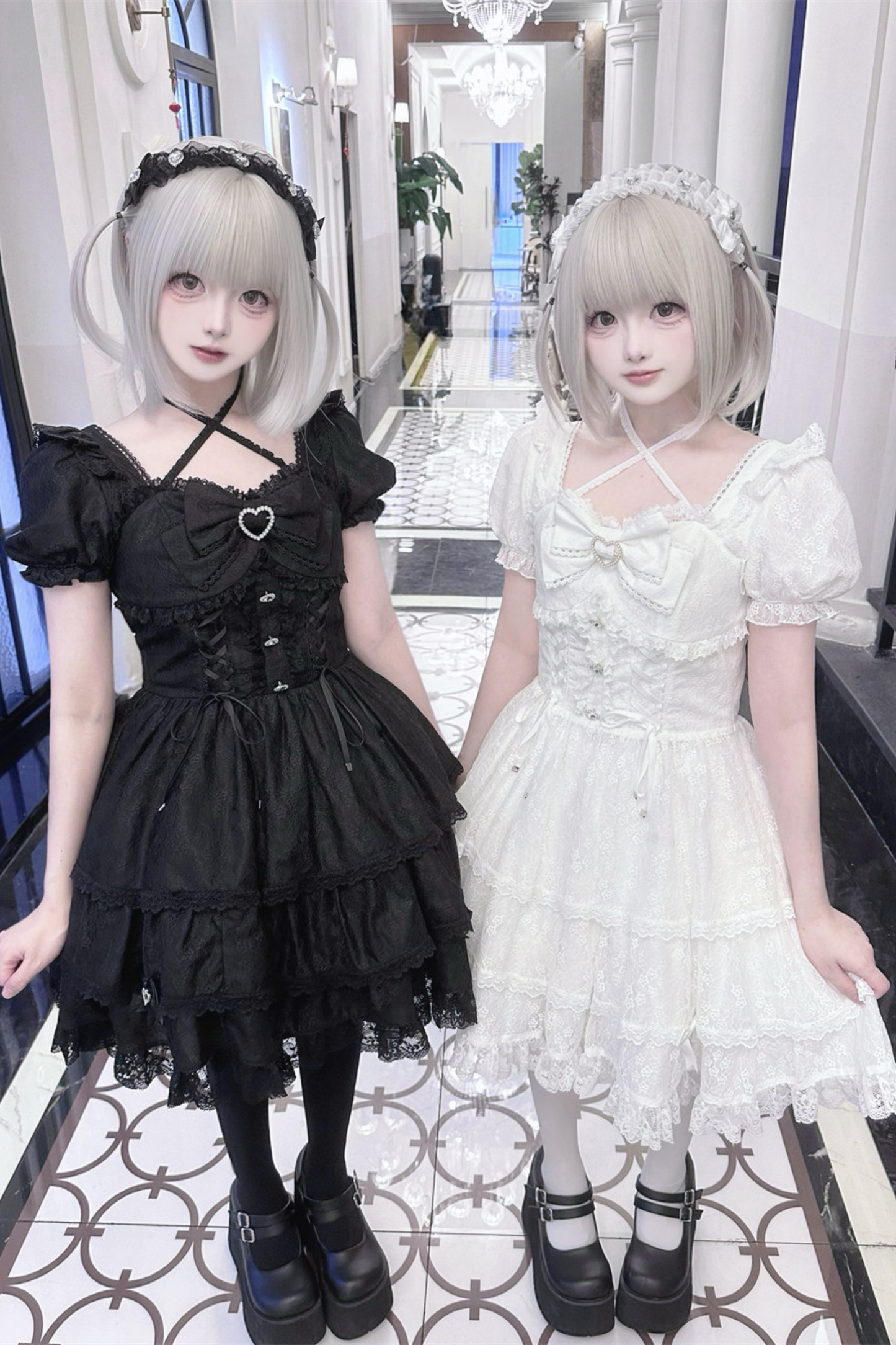 Sweet Girly Lace Ribbon Dress + Clip
