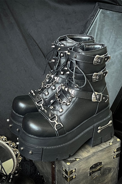 Leather Punk Platform Boots