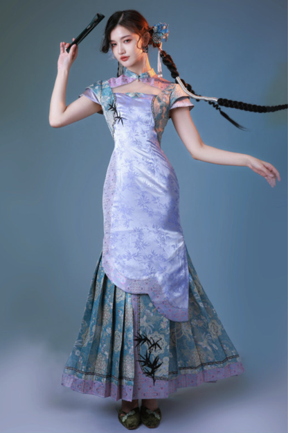 Jacquard Retro Fitted Pleated Dress