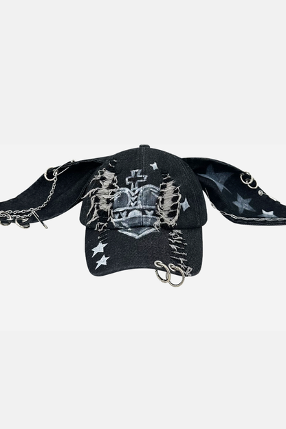 Dark Graffiti Denim Baseball Cap