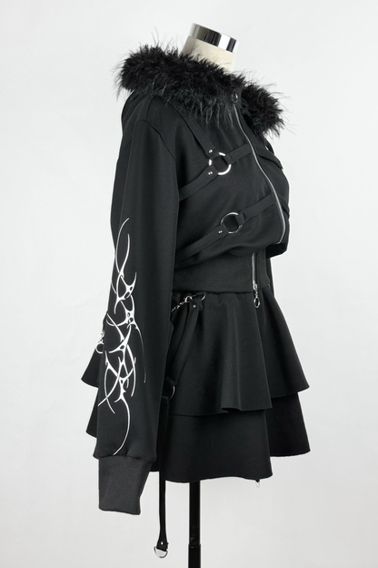 Gothic Print Jacket + Skirt