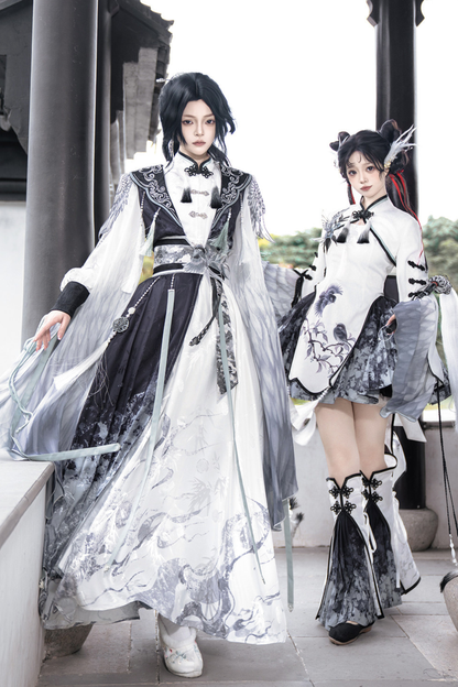 Chinese Big Sleeve Cape + Shirt + Long Skirt + Waist Belt + Chinese Top + Skirt + Camisole Dress + Leg Warmers