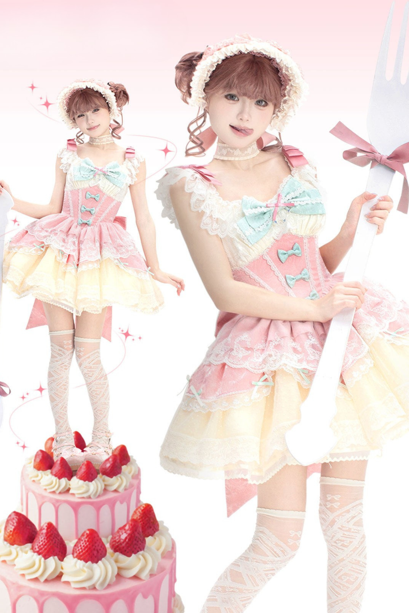 Sweet Mint Pink Lace Lolita Dress