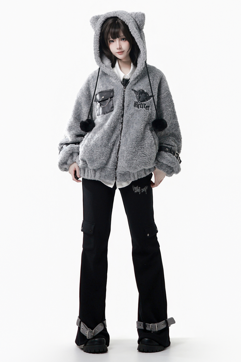 Patchwork Fur Hooded Coat + Pants + Shirt + Skirt + Leg Warmers
