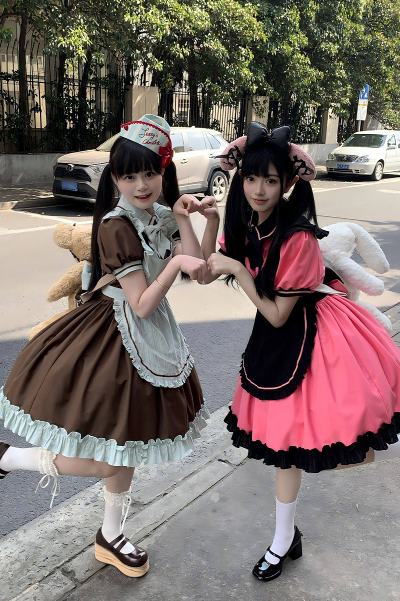 Mint Black Berry Lolita Dress + Apron + Tie