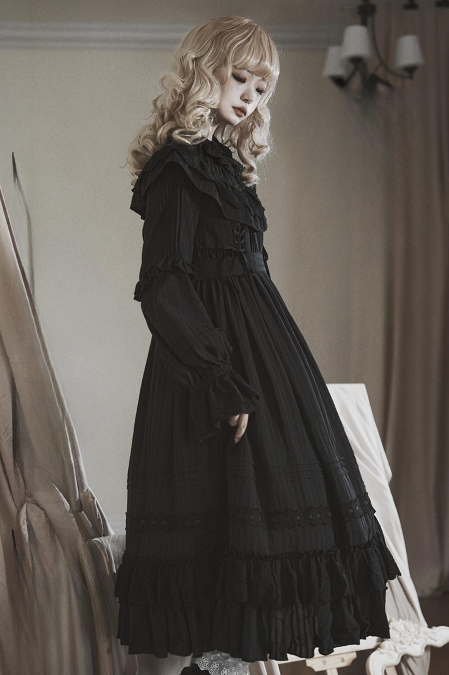 Classical Dark Gothic Style Doll Dress + Baby Hat