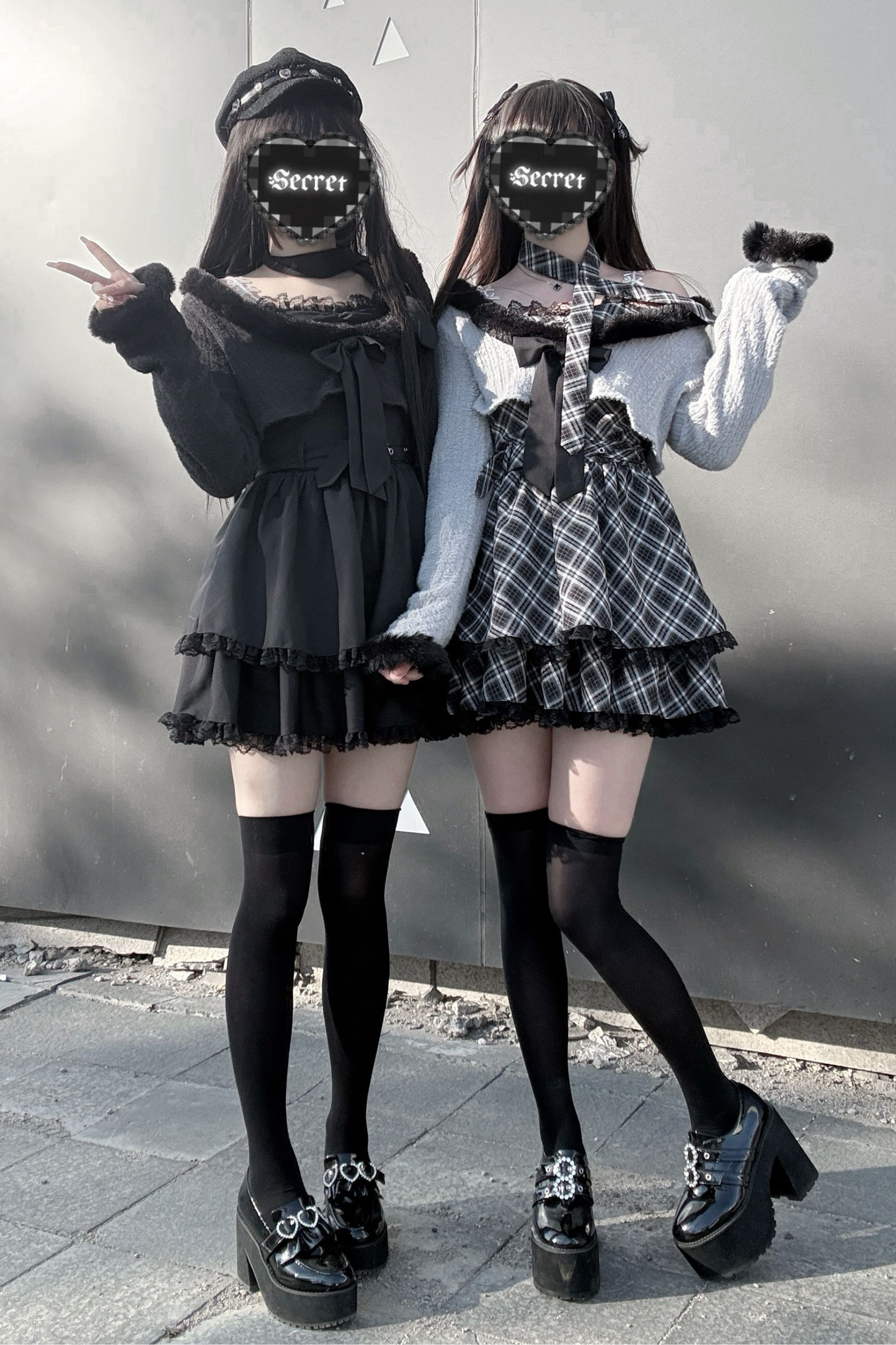 Jirai Suspender Skirt + Short Cardigan