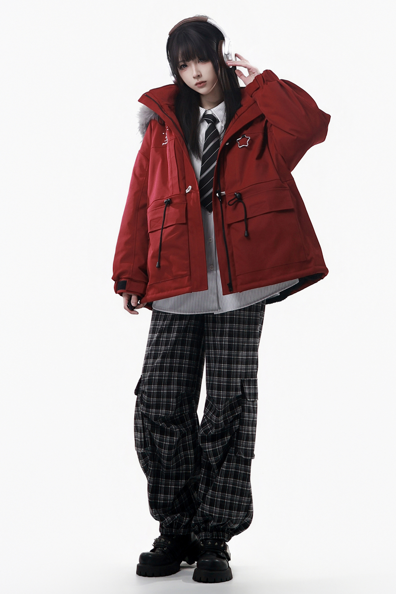 Christmas Hooded Coat + Shirt + Sweatshirt + Long Skirt + Pants