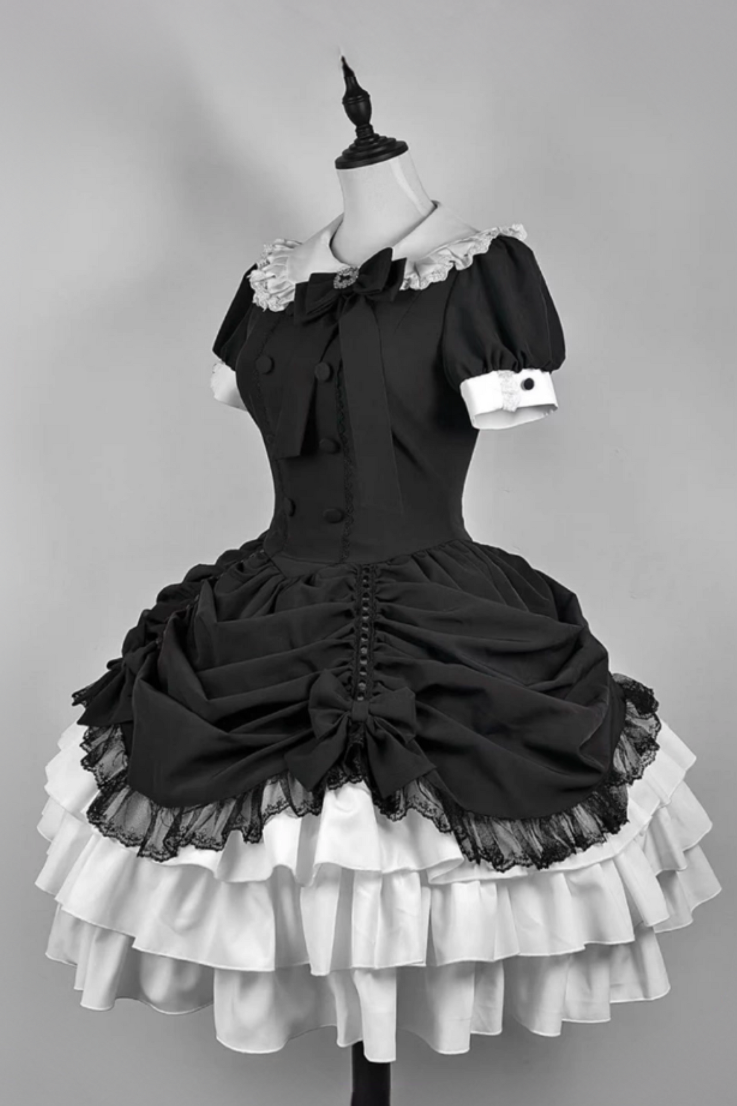 [limited Quantity] Gothic Dark Doll Lolita Black Ribbon Dress