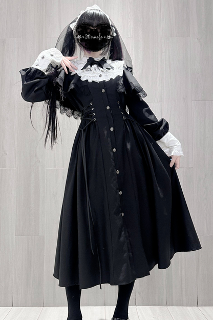 Gothic Layered Lace Long Dress