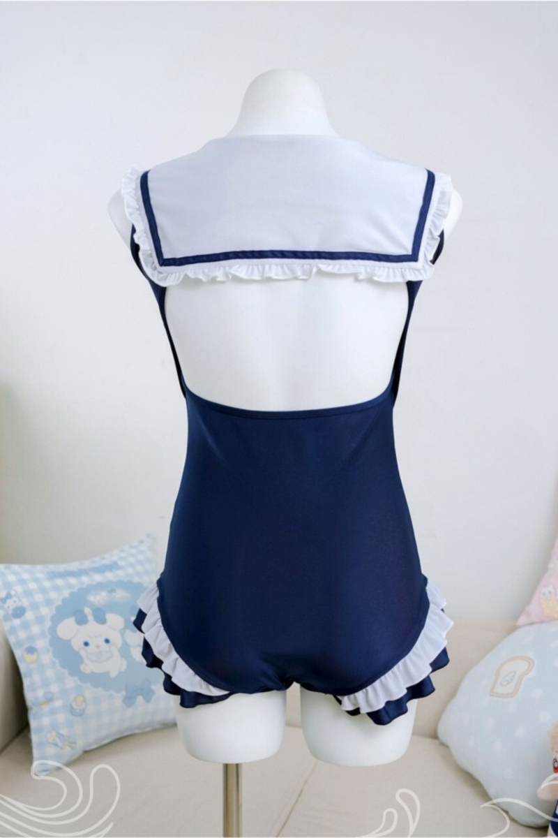 Ruffled Sailor School Swimsuit