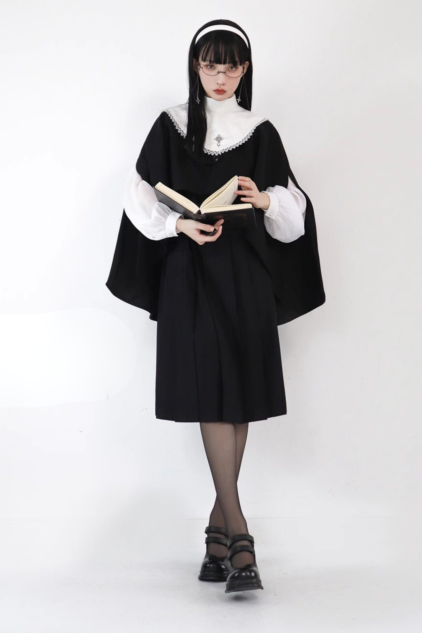 Gothic School Mantle + Top + Vest Dress