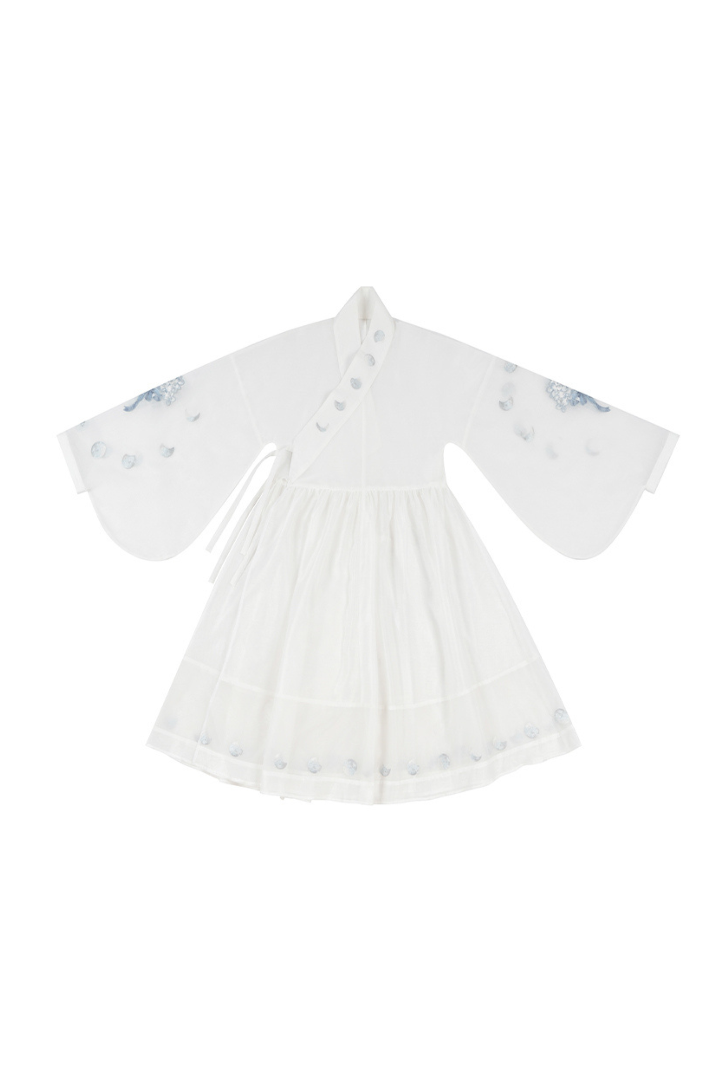 Pure White Chinese Dress + Cover Apron + Belt