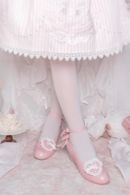 Retro Polka Dot Heart Lolita Sweet Shoes
