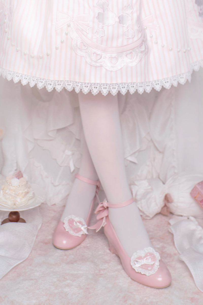 Retro Polka Dot Heart Lolita Sweet Shoes