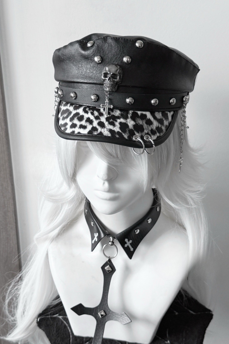 Dark Rivet Y2k Leather Buckle Subculture Cap